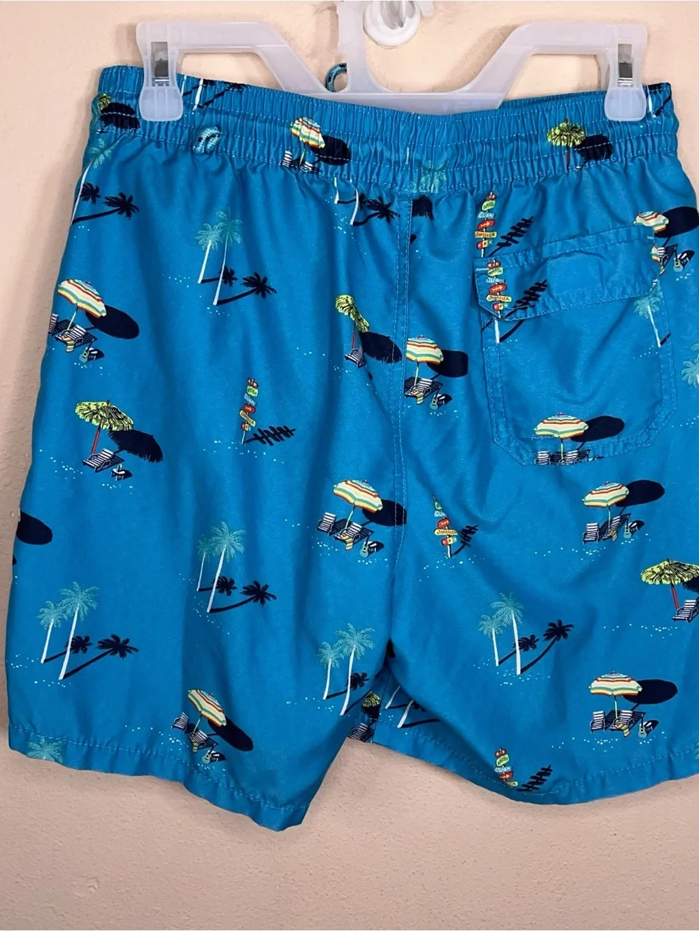 Medium Goodfellow Swim Shorts Blue Tropical Print Colorful Lined Mesh